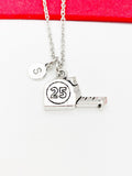 Measuring Tape Necklace, Silver Tape Measure Charm Necklace, Architect Gift, Personalized Initial Necklace, N4793