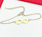 Infinity Bracelet, Gold Love Infinity Charm, Birthday Gift, Girlfriend Gift, Christmas Gift, Mother's Day Gift, Valentine's Gift, N4797