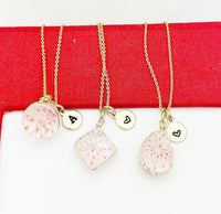 Gold Press Dried Flower Necklace, N4801