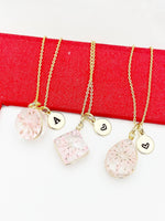 Gold Press Dried Flower Necklace, N4801