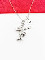 Best Christmas Gift for Daughter, Granddaughter, Neice, Girl, Silver Gymnastic Girl Necklace, Gymnast Gift, N4803