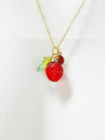 Red Strawberry Necklace, Handmade Lampwork,  Best Christmas Gift for Daughter, Granddaughter, Sister, Mom, Grandmother, Aunt Gift, N4806