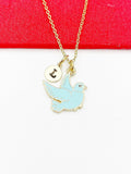 Peace Necklace, Gold Blue Bird Dove Charm, Peace Gift, Birthday Gift, Best Christmas Gift, Personalized Initial Necklace, N4824