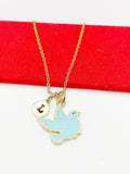 Peace Necklace, Gold Blue Bird Dove Charm, Peace Gift, Birthday Gift, Best Christmas Gift, Personalized Initial Necklace, N4824