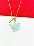 Peace Necklace, Gold Blue Bird Dove Charm, Peace Gift, Birthday Gift, Best Christmas Gift, Personalized Initial Necklace, N4824