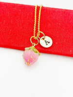 Pink Flower Necklace, Beautiful Natural Real Flower Dried Flower Pendants Jewelry Gift, Sister Daughter Necklace Gift, N4862