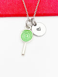 Lollipop Necklace, Beautiful Silver Green Lollipop Sweet Candy Jewelry Gift, Best Friends Sister Daughter Granddaughter Necklace Gift, N4865