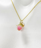 Gold Flower Necklace, Wild Flower Bud, Real Dried Flower, Flower Jewelry, N4872