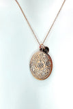 Rose Gold Flower Locket Necklace, Best Christmas Gift for Mom, Grandmother, Great Grandma, Aunt, Keepsake Photo Frame Charm, N4872