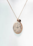 Rose Gold Flower Locket Necklace, Best Christmas Gift for Mom, Grandmother, Great Grandma, Aunt, Keepsake Photo Frame Charm, N4872