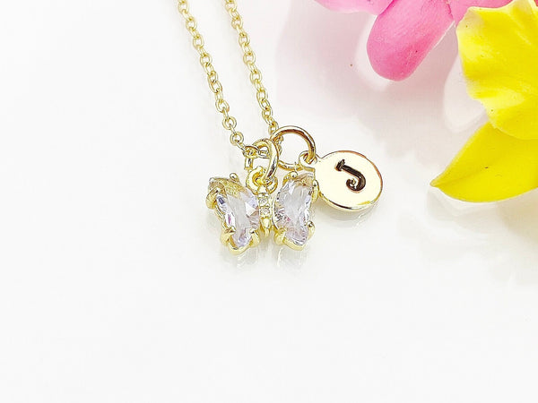 Butterfly Necklace, Small Beautiful Butterfly Cubic Zirconia Jewelry Gift, N4834