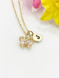 Butterfly Necklace, Small Beautiful Pale Goldenrod Butterfly Cubic Zirconia Jewelry Gift, N4836