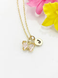 Butterfly Necklace, Small Beautiful Pale Goldenrod Butterfly Cubic Zirconia Jewelry Gift, N4836