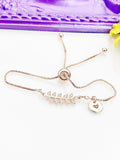 Olive Branch Bracelet, Bridesmaid Bracelet Gift, Beautiful Rose Gold Leaf Cubic Zirconia Jewelry Gift, N4849
