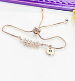 Olive Branch Bracelet, Bridesmaid Bracelet Gift, Beautiful Rose Gold Leaf Cubic Zirconia Jewelry Gift, N4849