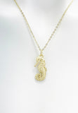 Gold Seahorse Necklace, Matte Finish