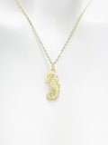 Gold Seahorse Necklace, Matte Finish