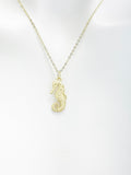Gold Seahorse Necklace, Matte Finish