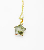 Labradorite Necklace, Gold Star Natural Gemstone Jewelry, N4881