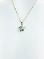 Labradorite Necklace, Gold Star Natural Gemstone Jewelry, N4881