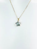 Labradorite Necklace, Gold Star Natural Gemstone Jewelry, N4881