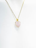 Rose Quartz Necklace, Gold Heart Natural Rose Quartz Necklace, Gemstone Jewelry, N4882