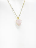 Rose Quartz Necklace, Gold Heart Natural Rose Quartz Necklace, Gemstone Jewelry, N4882