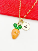 Gold Orange Carrots Charm Necklace Granddaughter Girls Teens Birthday Gifts Ideas Personalized Customized Made to Order, N4863