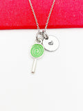 Lollipop Necklace, Beautiful Silver Green Lollipop Sweet Candy Jewelry Gift, Best Friends Sister Daughter Granddaughter Necklace Gift, N4865