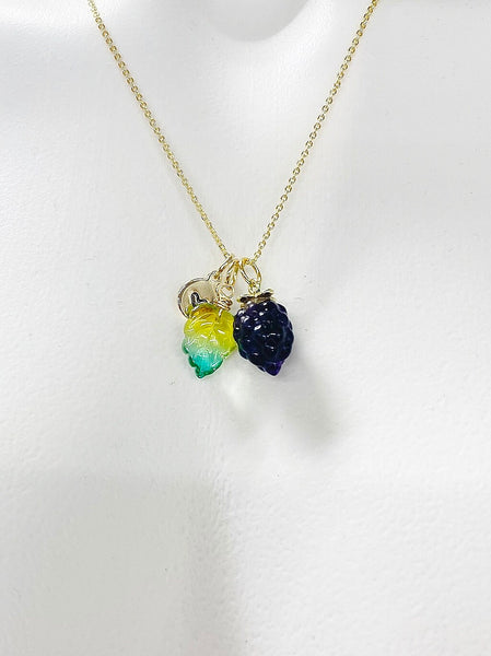 Grape Necklace, Wine Lover Gift, Fluorite Necklace, Natural Gemstone Jewelry, N4869