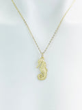 Gold Seahorse Necklace, Matte Finish