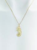 Gold Seahorse Necklace, Matte Finish