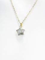 Labradorite Necklace, Gold Star Natural Gemstone Jewelry, N4881