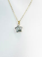 Labradorite Necklace, Gold Star Natural Gemstone Jewelry, N4881
