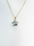 Labradorite Necklace, Gold Star Natural Gemstone Jewelry, N4881