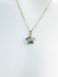 Labradorite Necklace, Gold Star Natural Gemstone Jewelry, N4881