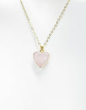 Rose Quartz Necklace: Gold Heart Gemstone Pendant