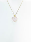 Rose Quartz Necklace, Gold Heart Natural Rose Quartz Necklace, Gemstone Jewelry, N4882