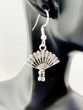 Fan Earrings, Vintage Chinese Hand Fan Charm Jewelry, Birthday Gift, Hypoallergenic, Stainless Steel Dangle Earrings, N4895