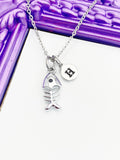 Fishbone Necklace, Best Christmas Gift, Personized Initial Jewelry, N4901