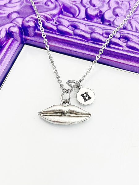 Lip Necklace, Best Christmas Gift for Makeup Artist, Personized Initial Jewelry, N4902