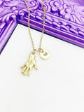 Hamsa hand with Evil Eye Necklace, Gold Luck Necklace, Best Christmas Gift, Personized Initial Jewelry, N4903