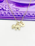 Elephant Necklace, Gold Luck Necklace, Best Christmas Gift, Personized Initial Jewelry, N4904