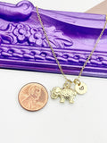 Elephant Necklace, Gold Luck Necklace, Best Christmas Gift, Personized Initial Jewelry, N4904