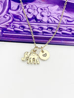 Elephant Necklace, Gold Luck Necklace, Best Christmas Gift, Personized Initial Jewelry, N4905