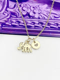 Elephant Necklace, Gold Luck Necklace, Best Christmas Gift, Personized Initial Jewelry, N4905