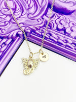 Elephant Necklace, Gold Luck Necklace, Best Christmas Gift, Personized Initial Jewelry, N4906