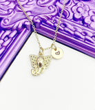 Elephant Necklace, Gold Luck Necklace, Best Christmas Gift, Personized Initial Jewelry, N4906