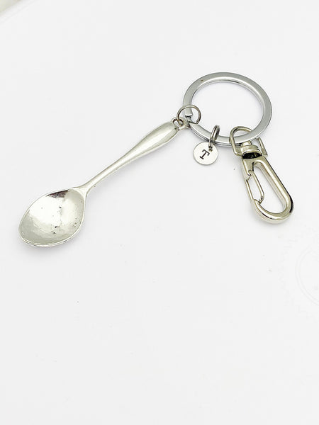 Silver Kitchen Utensil Keychain, Best Christmas Gift, Birthdays Gift, Personalized Initial Keychain, N4912