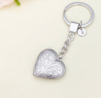 Best Christmas Gift Silver Heart Locket Pendant Keychain, Love, Keepsake Photo Frame Charm, Stainless Steel Initial Keychain, N4924